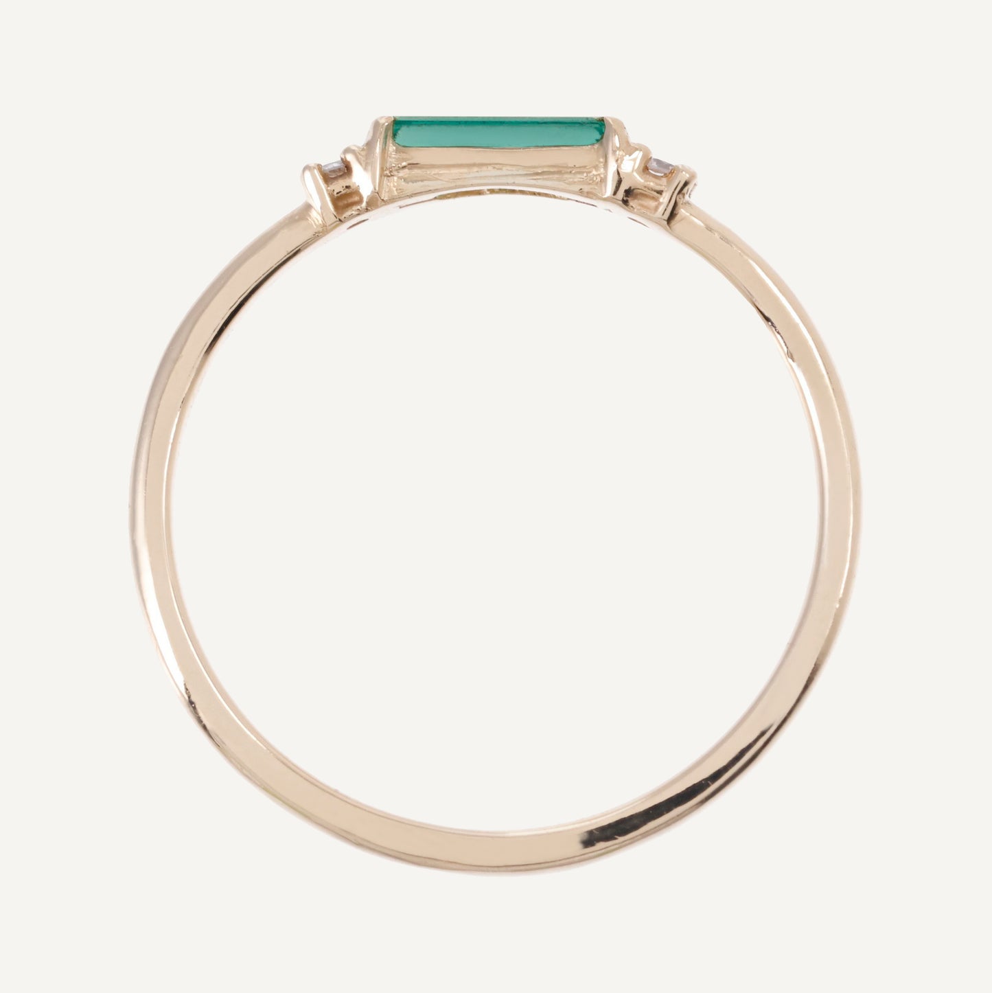 ANILLO ESMERALDA BAGUETTE Y DIAMANTES REDONDOS