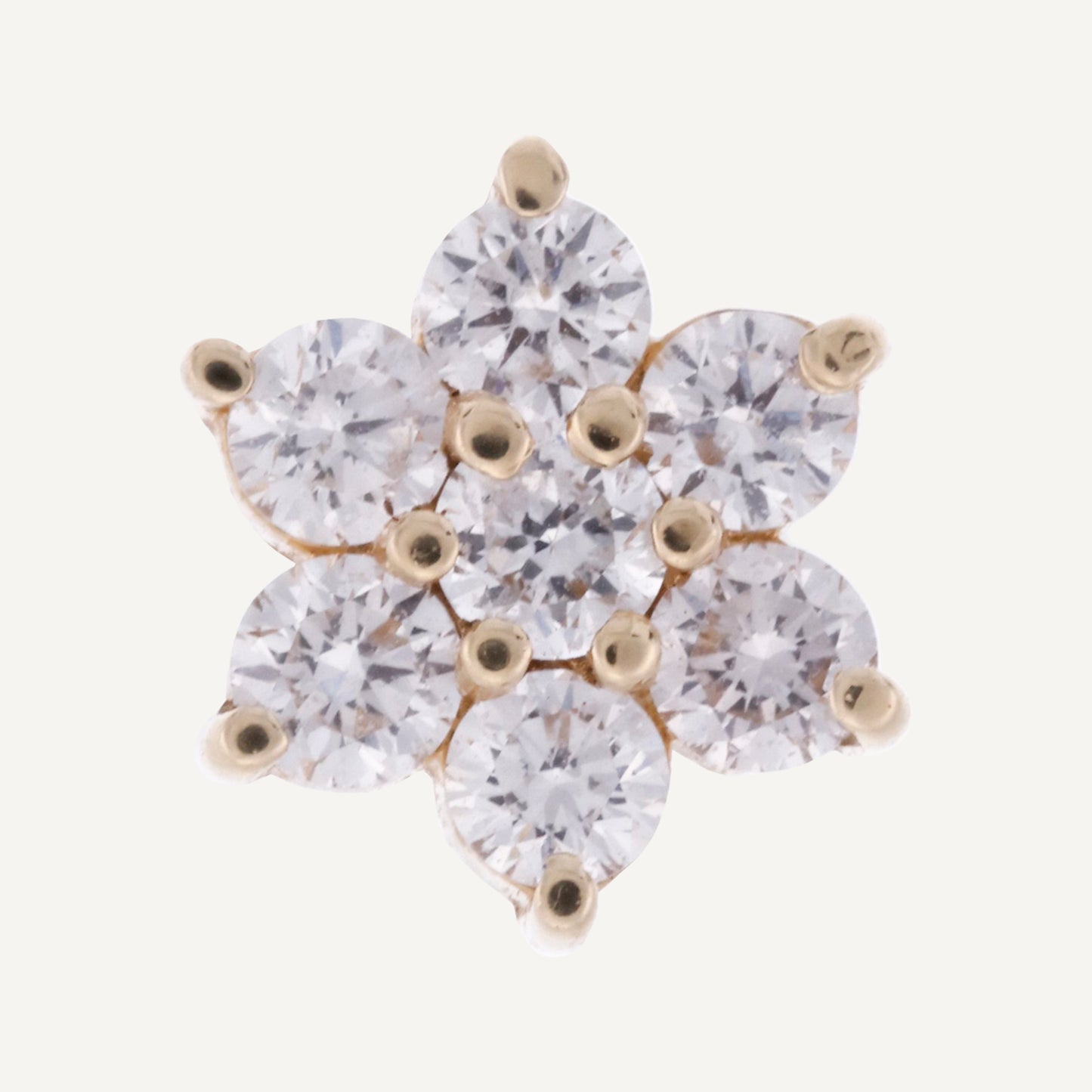 FLOR DIAMANTE Y 6 PETALOS DIAMANTES ORO 18K