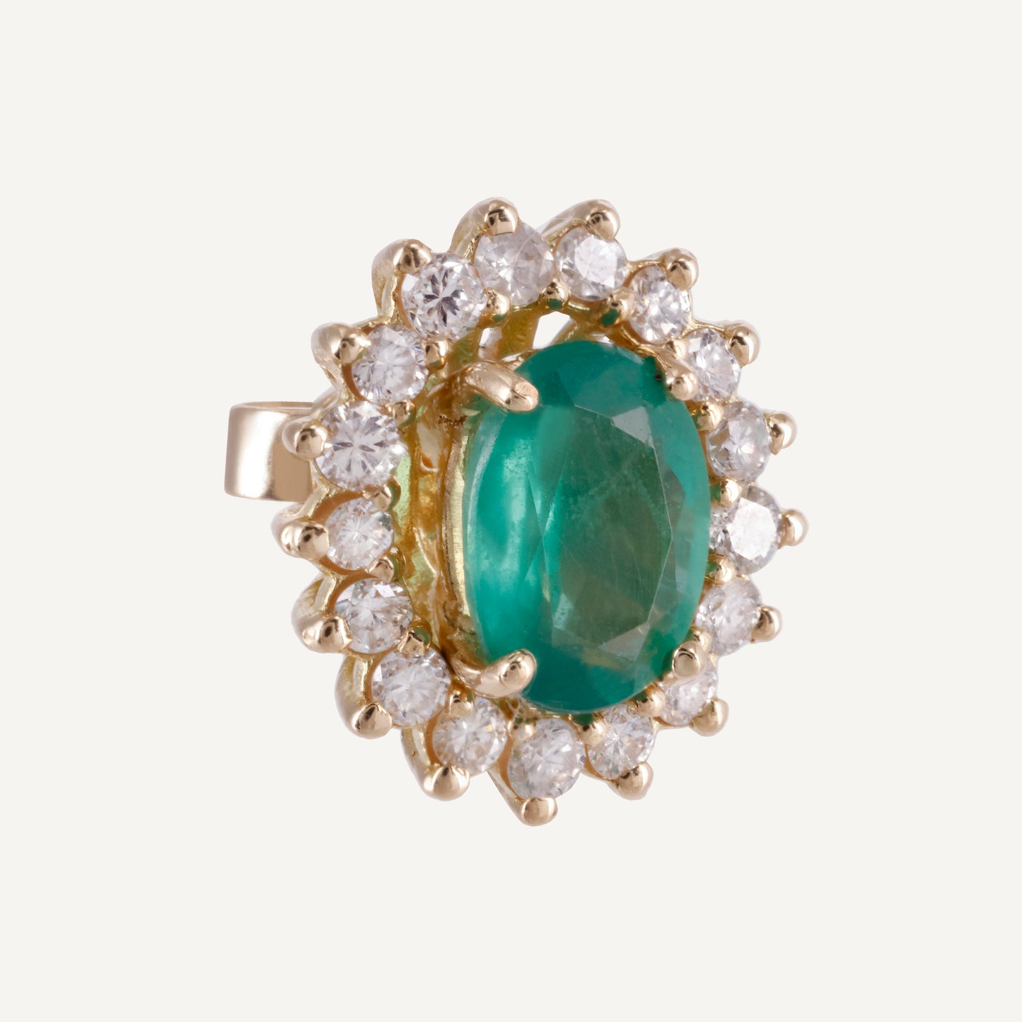 ARETE ESMERALDA Y JACKET HALO DIAMANTES ORO 18K