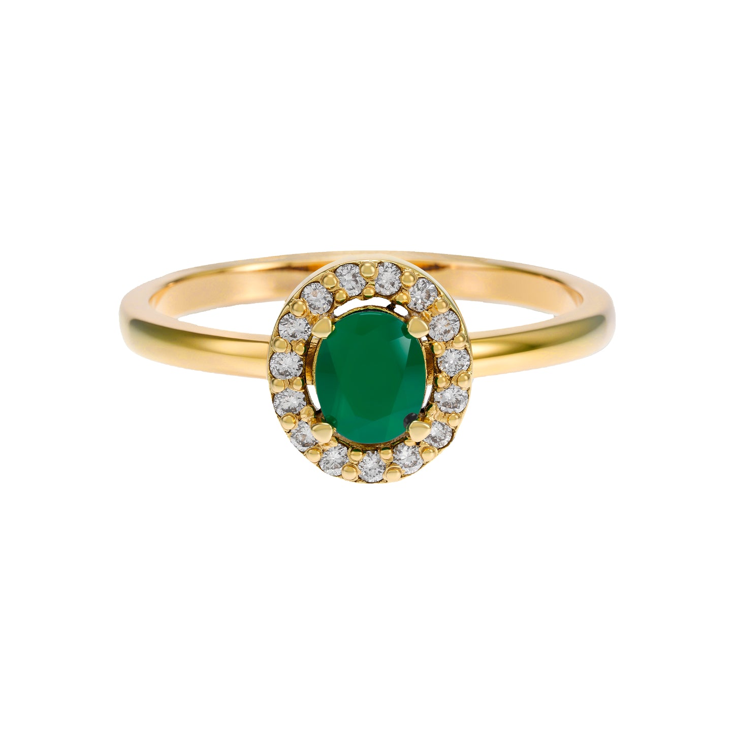ANILLO ESMERALDA OVALADA Y HALO DIAMANTES