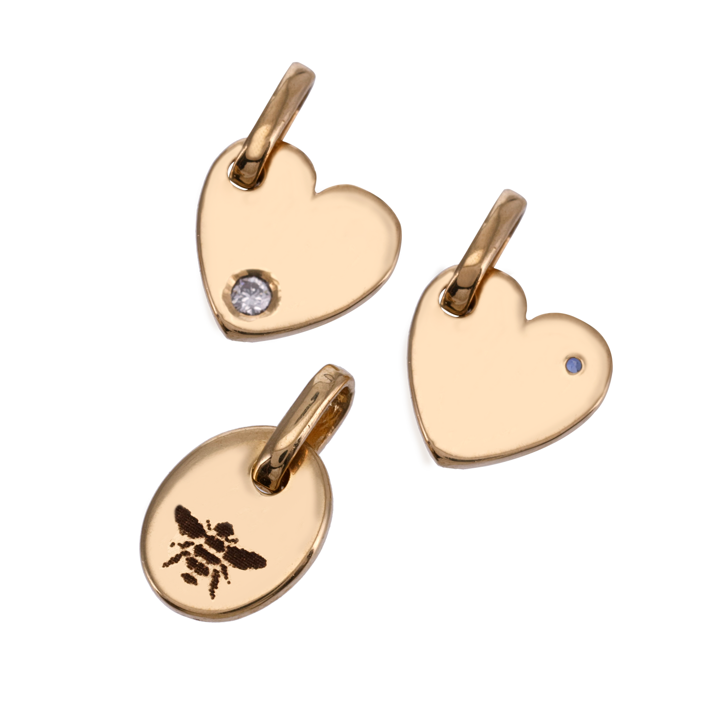 DIJE REDONDO/CORAZÓN Y PIEDRAS ORO 18K