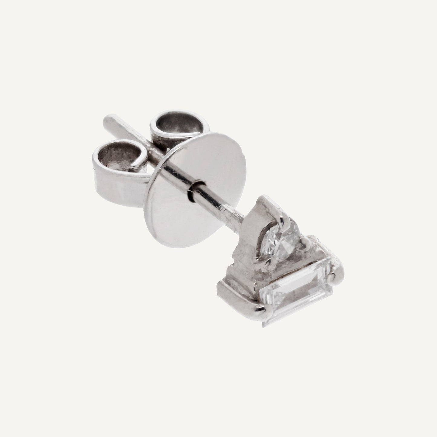 ARETE DIAMANTE BAGUETTE Y REDONDO ORO 18K