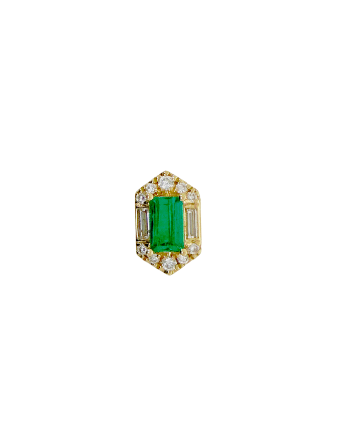 DIJE ESMERALDA RECTANGULAR HALO DIAMANTES