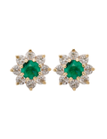 PAR DE FLORES ESMERALDA DIAMANTES 8 PÉTALOS