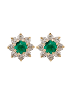 PAR DE FLORES ESMERALDA DIAMANTES 8 PÉTALOS