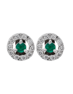 PAR DE ARETAS ESMERALDA HALO DIAMANTES