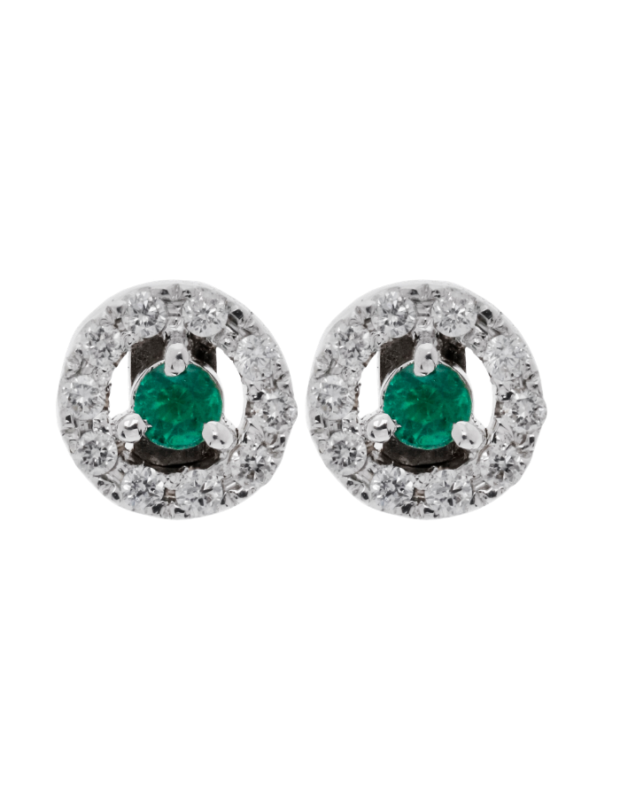 PAR DE ARETAS ESMERALDA HALO DIAMANTES