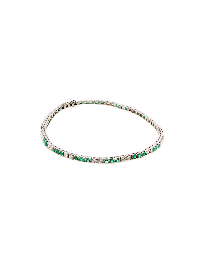 PULSERA TENNIS ESMERALDAS Y DIAMANTES