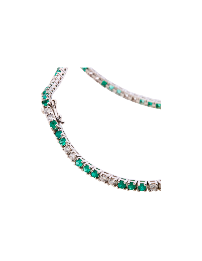 PULSERA TENNIS ESMERALDAS Y DIAMANTES