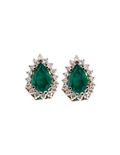 PAR ARETAS GOTA ESMERALDA CLUSTER DIAMANTES