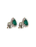 PAR ARETAS GOTA ESMERALDA CLUSTER DIAMANTES