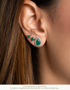 PAR ARETAS GOTA ESMERALDA CLUSTER DIAMANTES