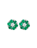 PAR DE ARETAS FLOR ESMERALDAS CENTRO DIAMANTES