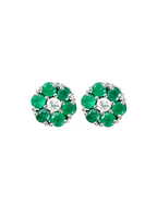 PAR DE ARETAS FLOR ESMERALDAS CENTRO DIAMANTES