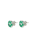 PAR DE ARETAS FLOR ESMERALDAS CENTRO DIAMANTES