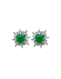 PAR DE ESMERALDAS CUADRADAS CON JACKET DIAMANTES GOTA