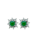 PAR DE ESMERALDAS CUADRADAS CON JACKET DIAMANTES GOTA