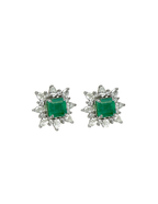 PAR DE ESMERALDAS CUADRADAS CON JACKET DIAMANTES GOTA
