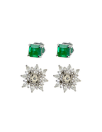 PAR DE ESMERALDAS CUADRADAS CON JACKET DIAMANTES GOTA