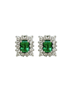 PAR ESMERALDAS RECTANGULARES CLUSTER DIAMANTES