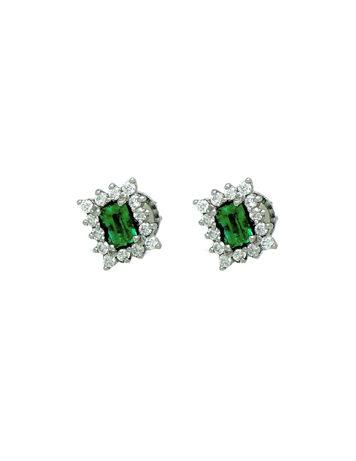 PAR ESMERALDAS RECTANGULARES CLUSTER DIAMANTES