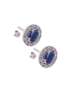 PAR DE ZAFIROS OVALADOS HALO DIAMANTES