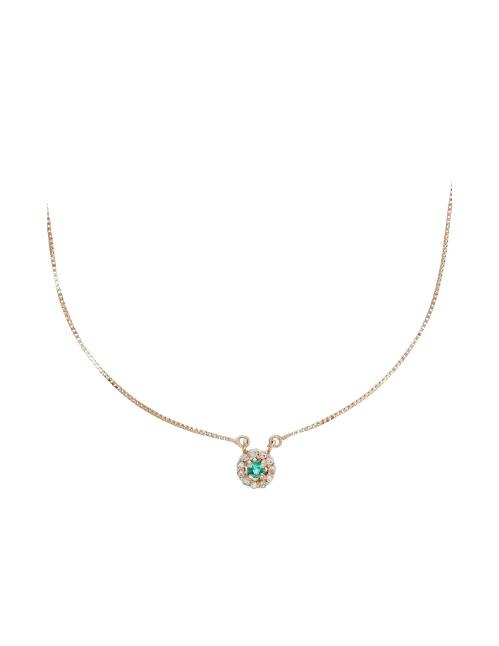 CADENA VENECIANA CON DIJE ESMERALDA HALO DIAMANTES