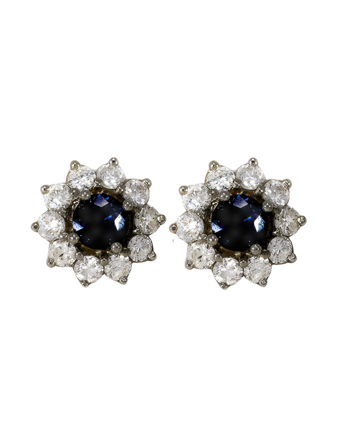 PAR FLOR ZAFIRO CON DIAMANTES