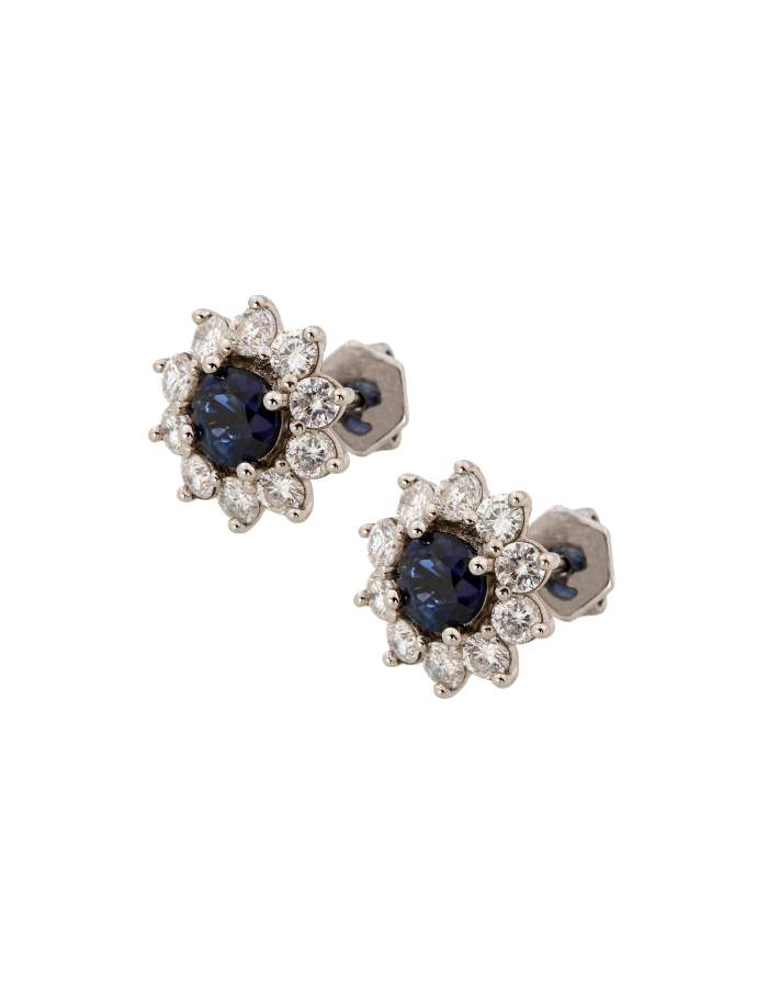 PAR FLOR ZAFIRO CON DIAMANTES