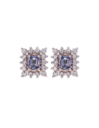 PAR DE ARETAS ZAFIROS CLUSTER DIAMANTES