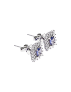 PAR DE ARETAS ZAFIROS CLUSTER DIAMANTES