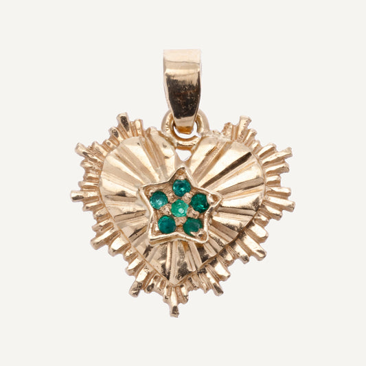 DIJE CORAZÓN ESMERALDAS ORO 18K