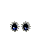 PAR ARETAS ZAFIROS OVALADOS CLUSTER DIAMANTES