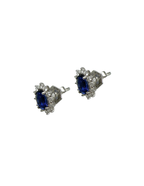 PAR ARETAS ZAFIROS OVALADOS CLUSTER DIAMANTES