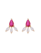 PAR DE GOTAS RUBí CON 3 DIAMANTES MARQUISSE