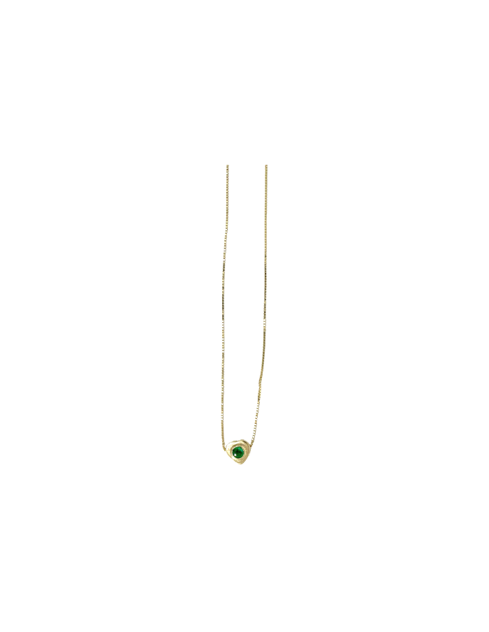 CADENA VENECIANA CON DIJE CORAZÓN ESMERALDA REDONDA