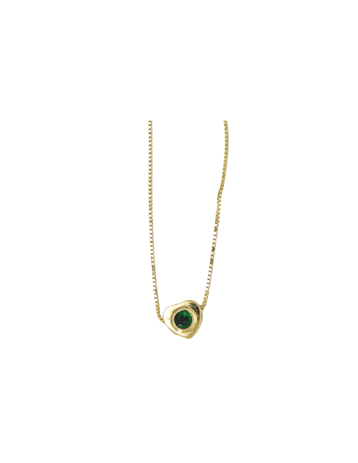 CADENA VENECIANA CON DIJE CORAZÓN ESMERALDA REDONDA