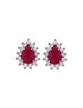 PAR DE ARETAS GOTA RUBí CLUSTER DIAMANTES