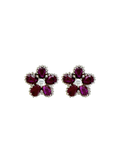 PAR DE ARETAS FLORES RUBí CON DIAMANTES