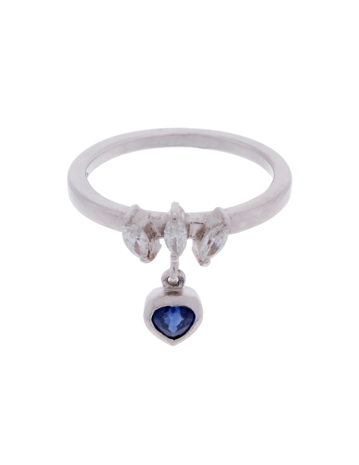 ANILLO DIAMANTES MARQUISSE CON CORAZÓN ZAFIRO