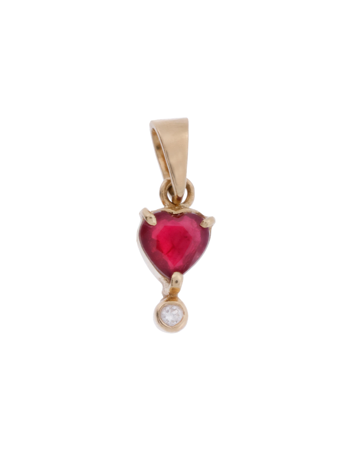 DIJE CORAZóN RUBÍ Y DIAMANTE