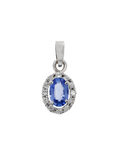 DIJE ZAFIRO OVALADO Y HALO DIAMANTES