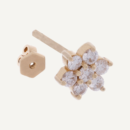 FLOR DIAMANTE Y 6 PETALOS DIAMANTES ORO 18K