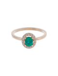 ANILLO ESMERALDA OVALADO Y HALO DIAMANTES
