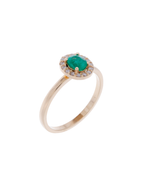 ANILLO ESMERALDA OVALADO Y HALO DIAMANTES