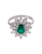 ANILLO FLOR ESMERALDA Y DIAMANTES