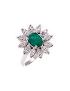 ANILLO FLOR ESMERALDA Y DIAMANTES