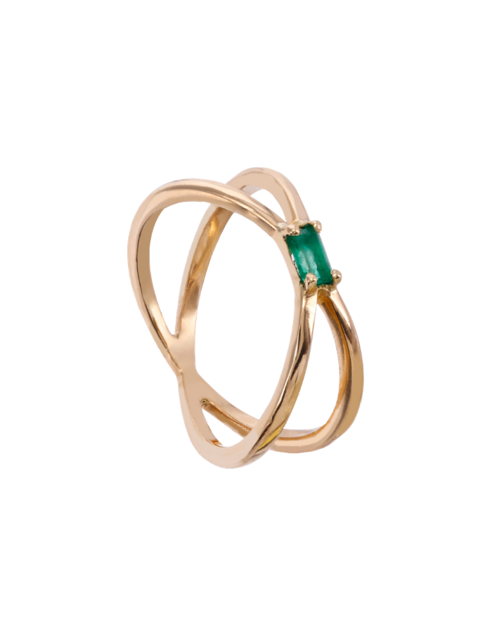 ANILLO CRUZADO ESMERALDA BAGUETTE