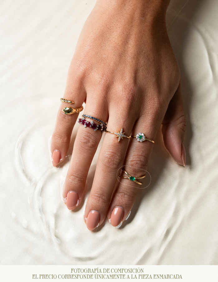 ANILLO CRUZADO ESMERALDA BAGUETTE