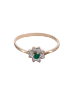 ANILLO FLOR ESMERALDA CENTRAL Y DIAMANTES